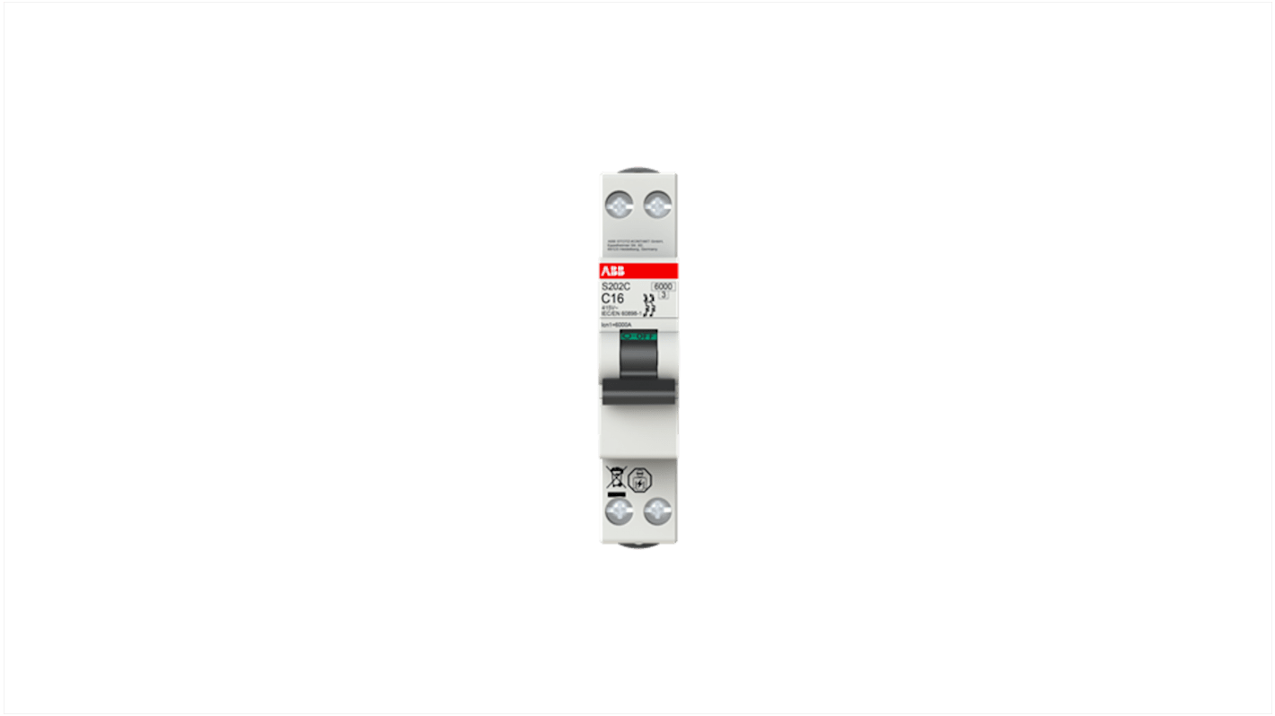 ABB S200C MCB, 2P, 13A Curve B, 415V AC, 6 kA Breaking Capacity