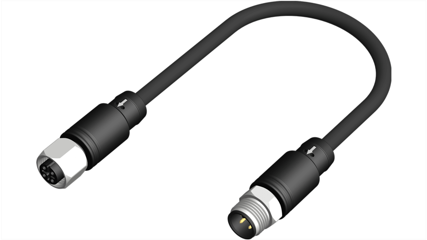 RS PRO 4 leder M12 til M12 Sensor/aktuatorkabel, 5m kabel