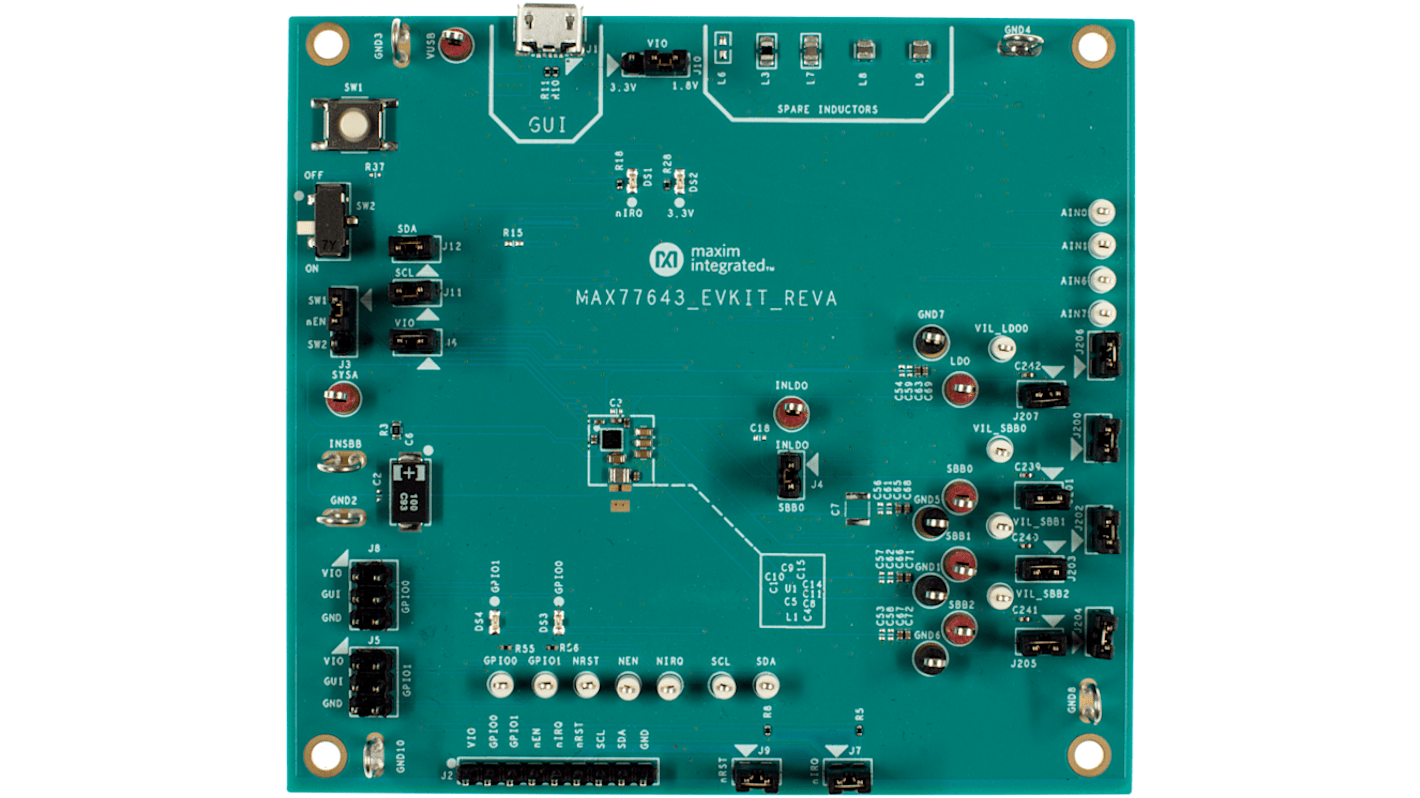 Administración de potencia Maxim Integrated Evaluation Kit for the MAX77643 - MAX77643EVKIT#