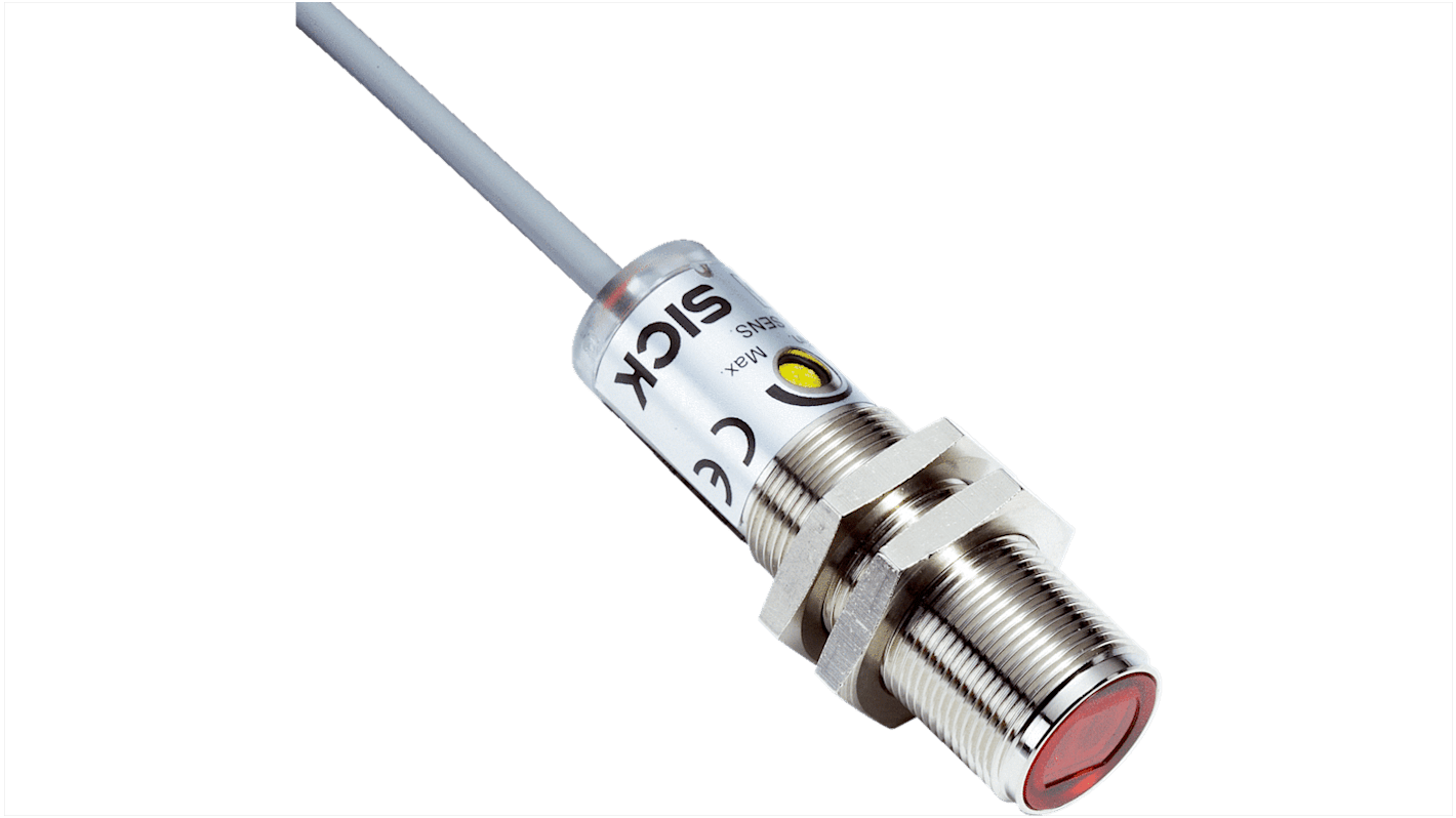 Sick V180-2 zylindrisch Optischer Sensor, Durchgangsstrahl, Bereich 0 → 28 m, Hell-/Dunkelschaltung, NPN
