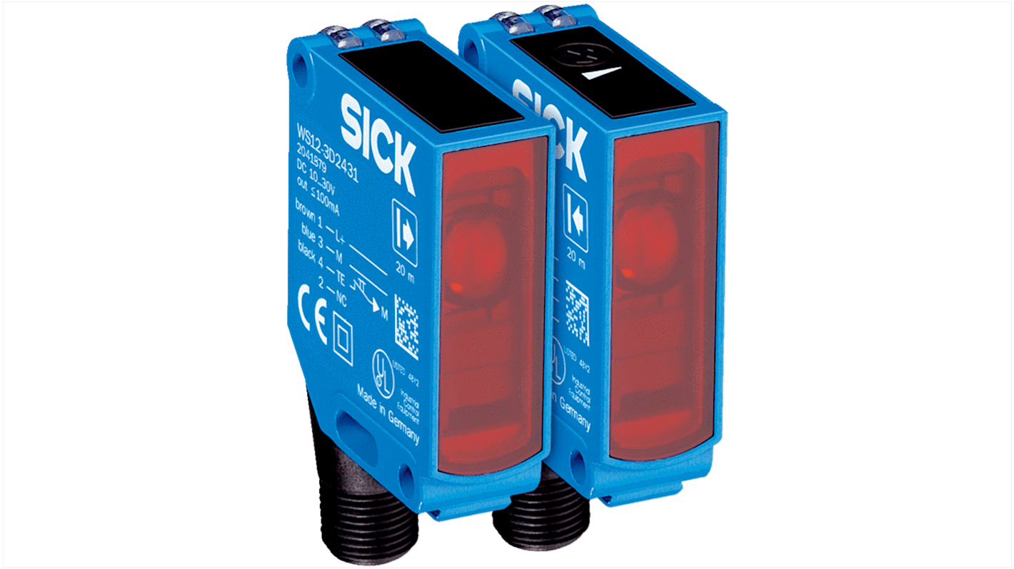 Sensore fotoelettrico Rettangolare Sick, a fascio diretto, rilevamento 0 → 20 m., uscita Commutazione luce/buio,