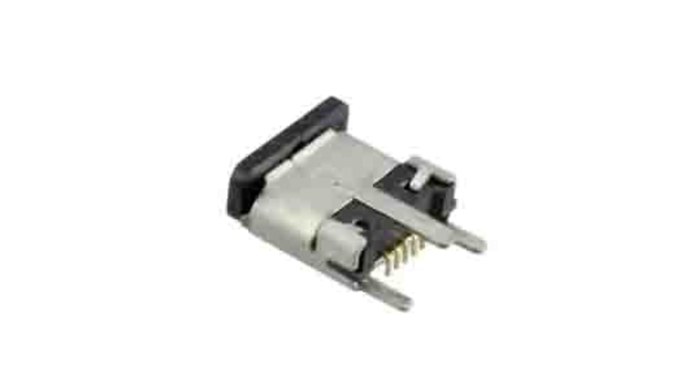 Molex Vertical, Panel Mount, Socket Type Micro B 2.0 USB Connector