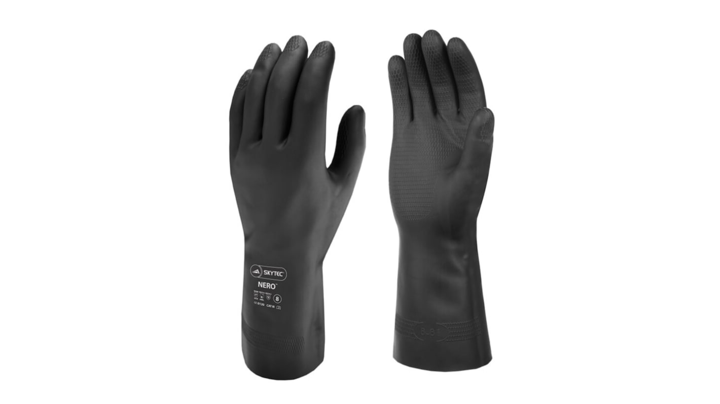 Skytec SKYTEC Nero Black Cotton Chemical Resistant Gloves, Size 8, Latex Coating