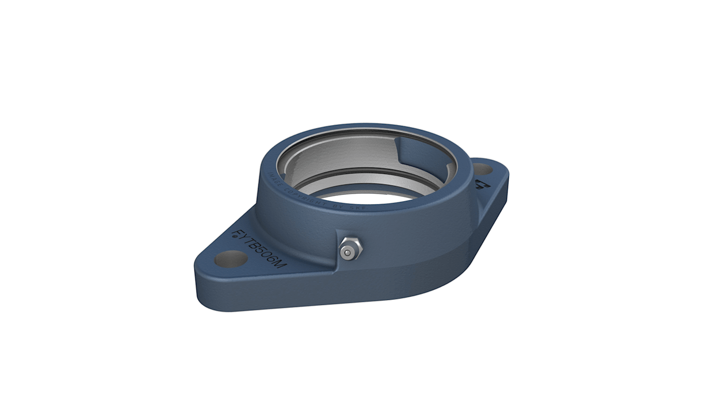 Cuscinetto flangiato SKF, 2 fori di montaggio, Ø int 52mm, dimensioni 124mm x 30mm, in Ghisa