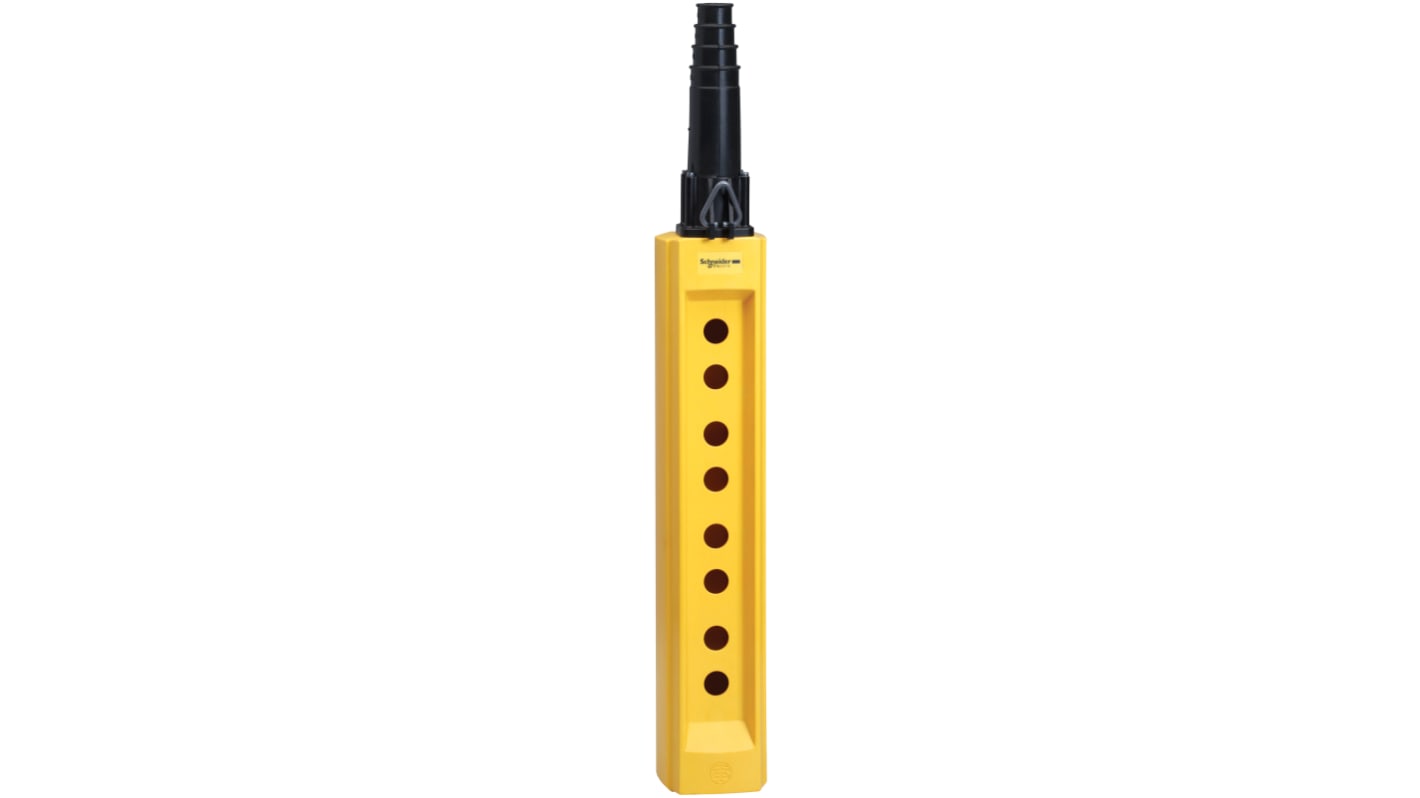 Schneider Electric Yellow Glass Filled Polyester XACB Pendant Station Enclosure - 8 Hole 40mm Diameter