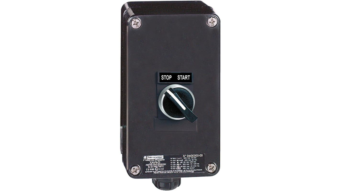 Station de commande par bouton-poussoir Schneider Electric série XAWG 1 NO + 1 NF Noir IP65