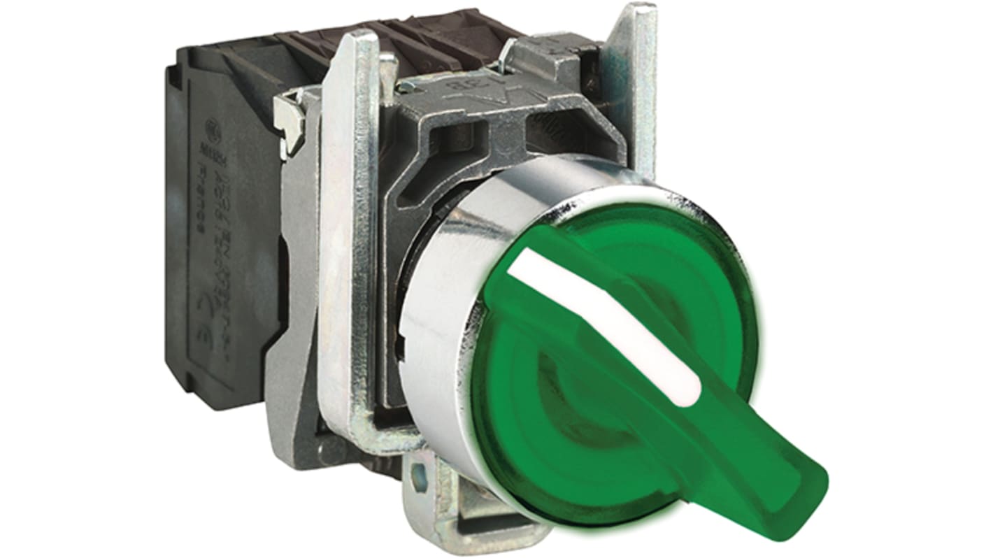 Schneider Electric Selector Switch - (1NO+1NC), Illuminated 3 Positions
