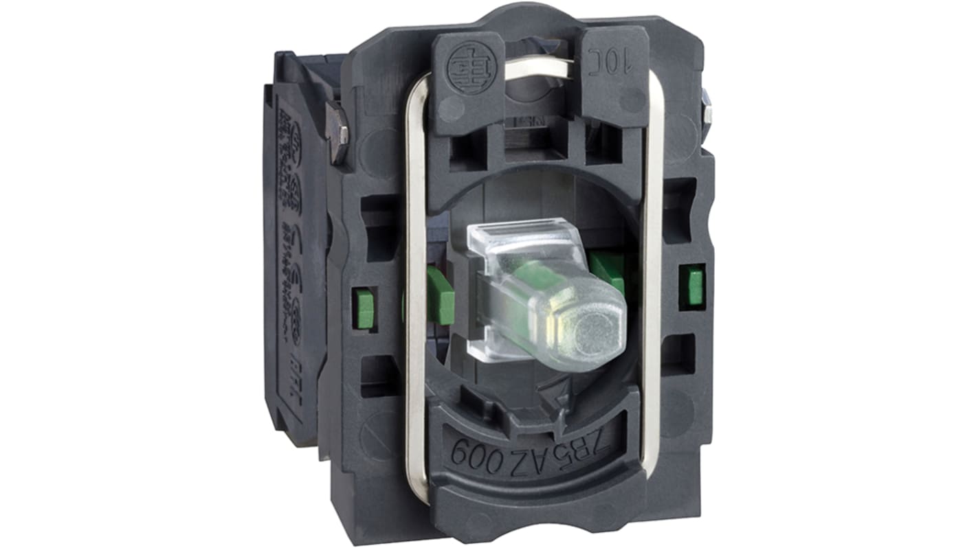 Blocco contatti luminoso Schneider Electric, 1CO, 240V, terminali a A vite, LED Colore verde