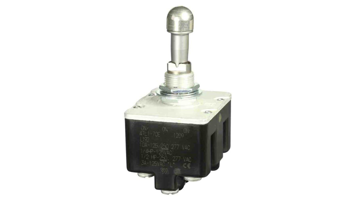 Honeywell Toggle Switch, Bushing Mount, On-On-On, 4PDT, Screw Terminal, 125V ac