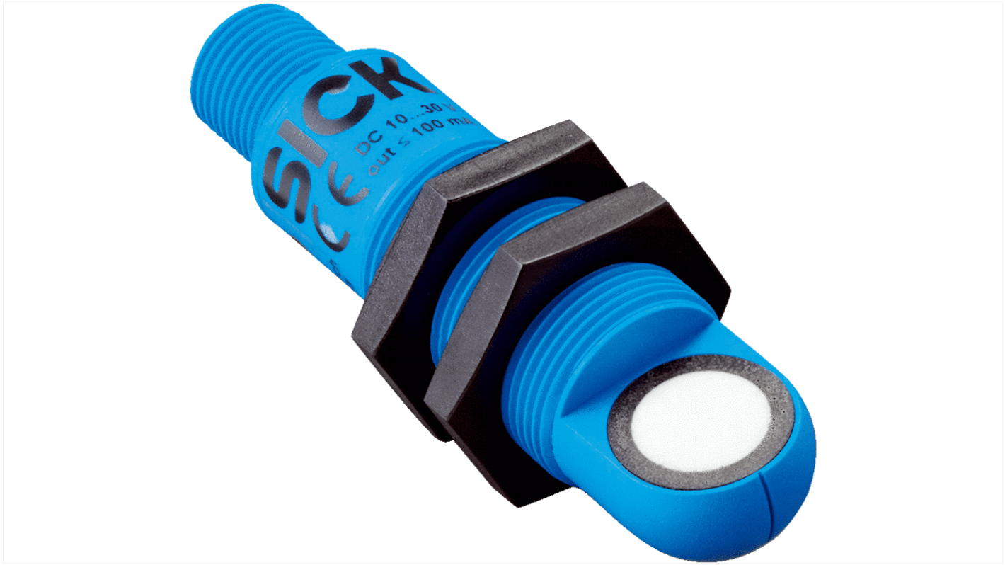 Sick UM18 Series Ultrasonic Barrel-Style Proximity Sensor, M18 x 1, 20 → 150 mm Detection, PNP Output, 10
