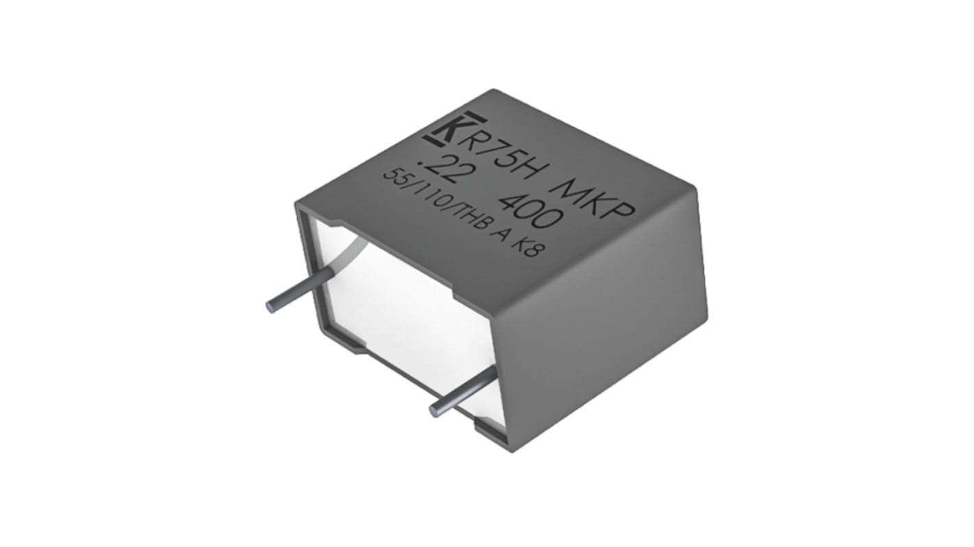 Condensador de polipropileno PP KEMET, 150nF, 5%, 160V dc, Montaje en orificio pasante