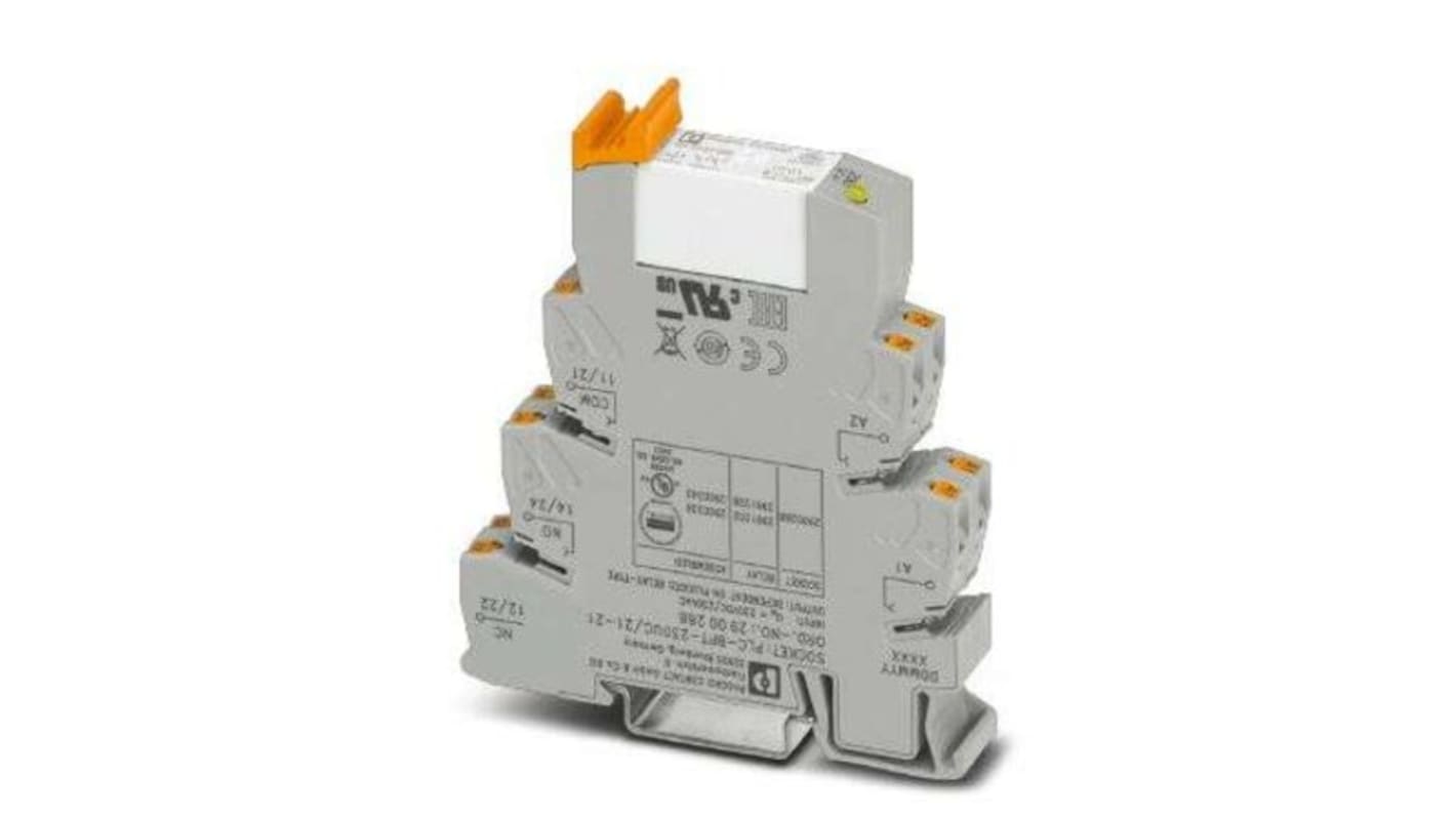 Phoenix Contact PLC-RPT-230UC/21-21AU Series Interface Relay, DIN Rail Mount, 230V ac Coil, DPDT, 2-Pole