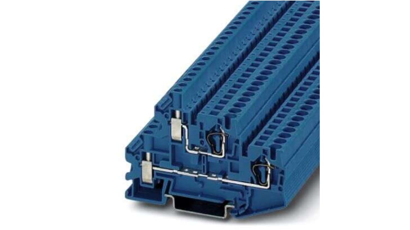 Phoenix Contact STTBU 4 Series Blue Feed Through Terminal Block, 0.08 → 6mm², Spring Cage Termination