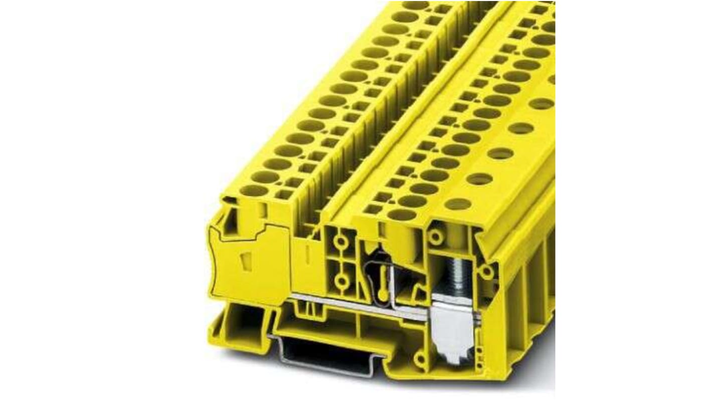 Bloc de jonction rail DIN Phoenix Contact STU 35/ 4X10, 0.2 → 10mm², Cage à ressort, Jaune