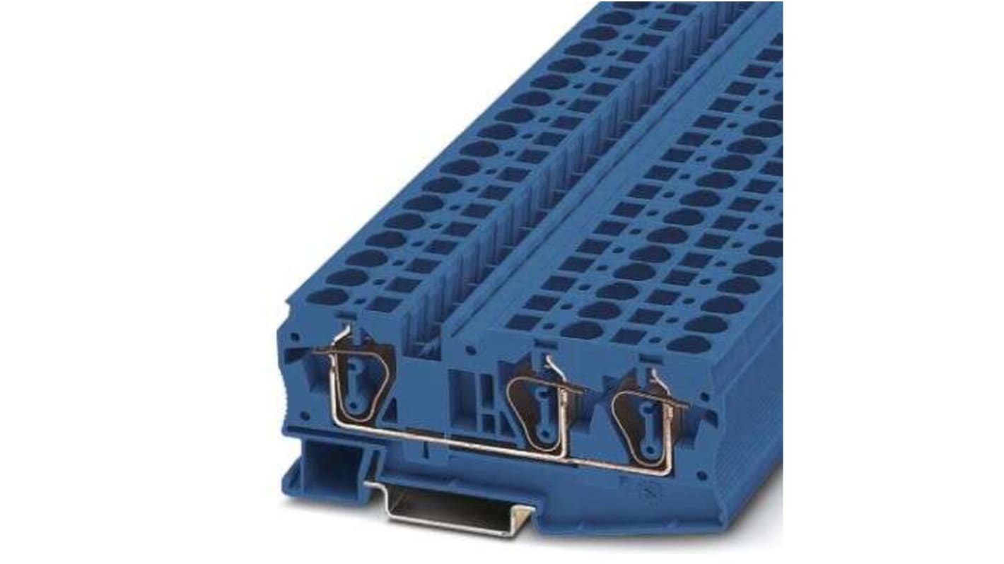 Phoenix Contact ST 6-TWIN Series Blue Feed Through Terminal Block, 0.2 → 10mm², Spring Cage Termination, ATEX