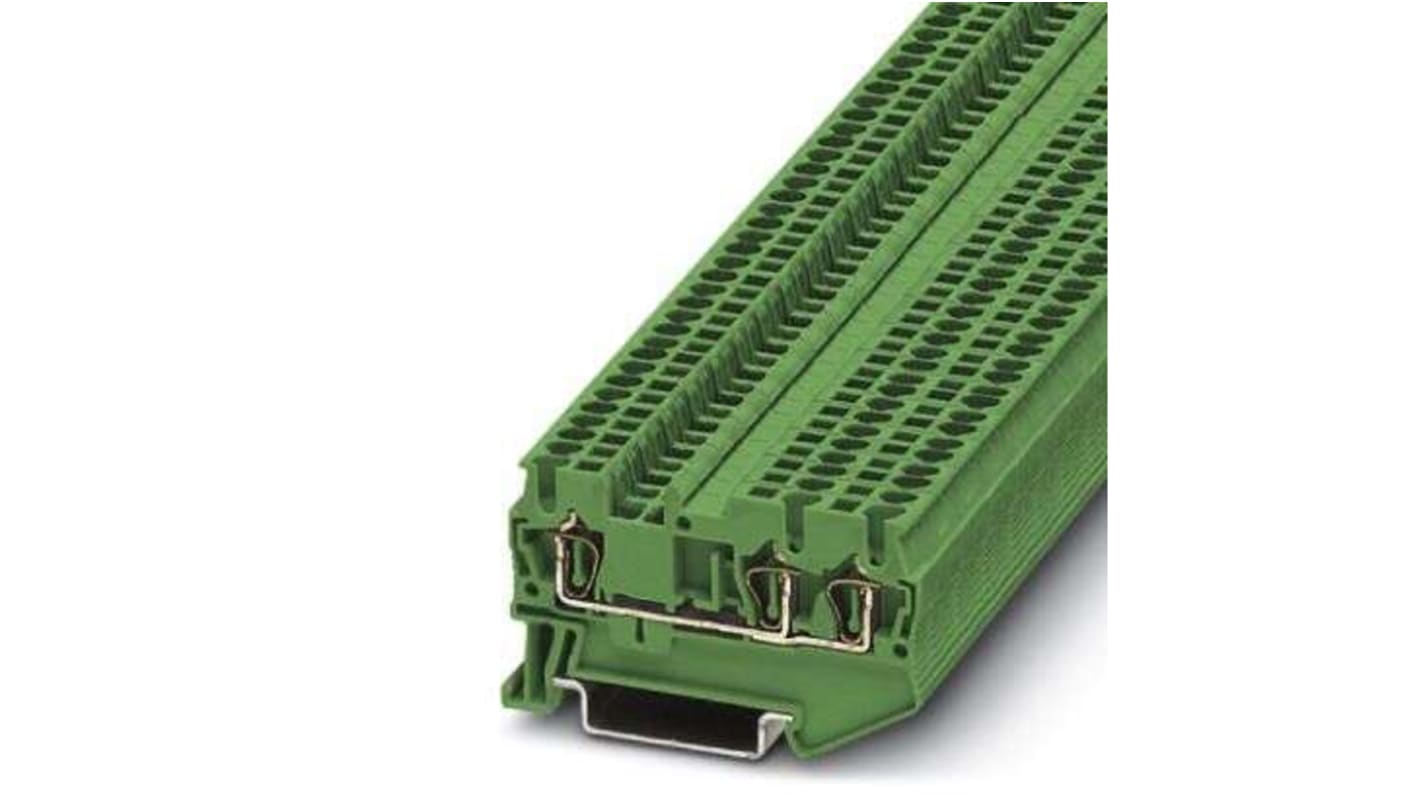Phoenix Contact 5-TWIN, ST 1 Series Green Feed Through Terminal Block, 0.08 → 1.5mm², Spring Cage Termination,