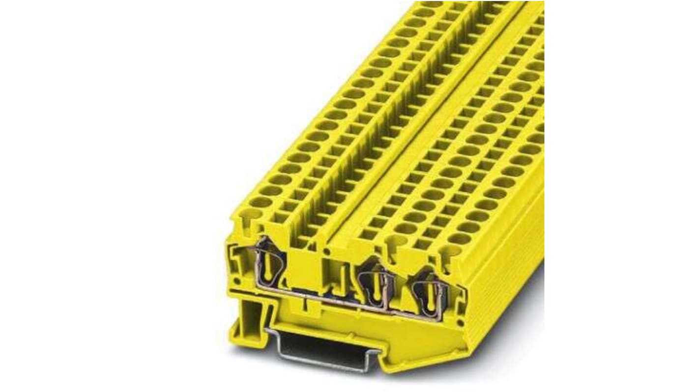 Phoenix Contact ST 4-TWIN Series Yellow Feed Through Terminal Block, 0.08 → 6mm², Spring Cage Termination, ATEX