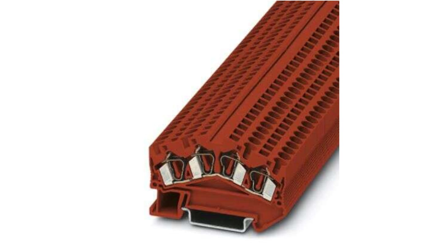 Phoenix Contact STS 4-QUATTRO Series Red Feed Through Terminal Block, 0.08 → 6mm², Spring Cage Termination, ATEX