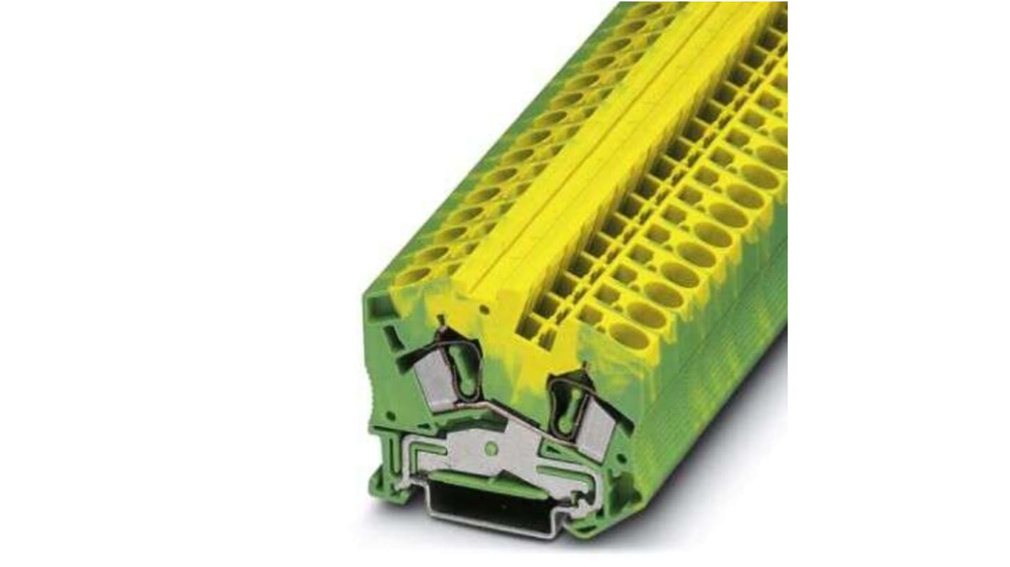 Phoenix Contact 2-Way Earth Terminal Block, 0.2 - 10mm², 24 - 8 AWG Wire, Spring Cage
