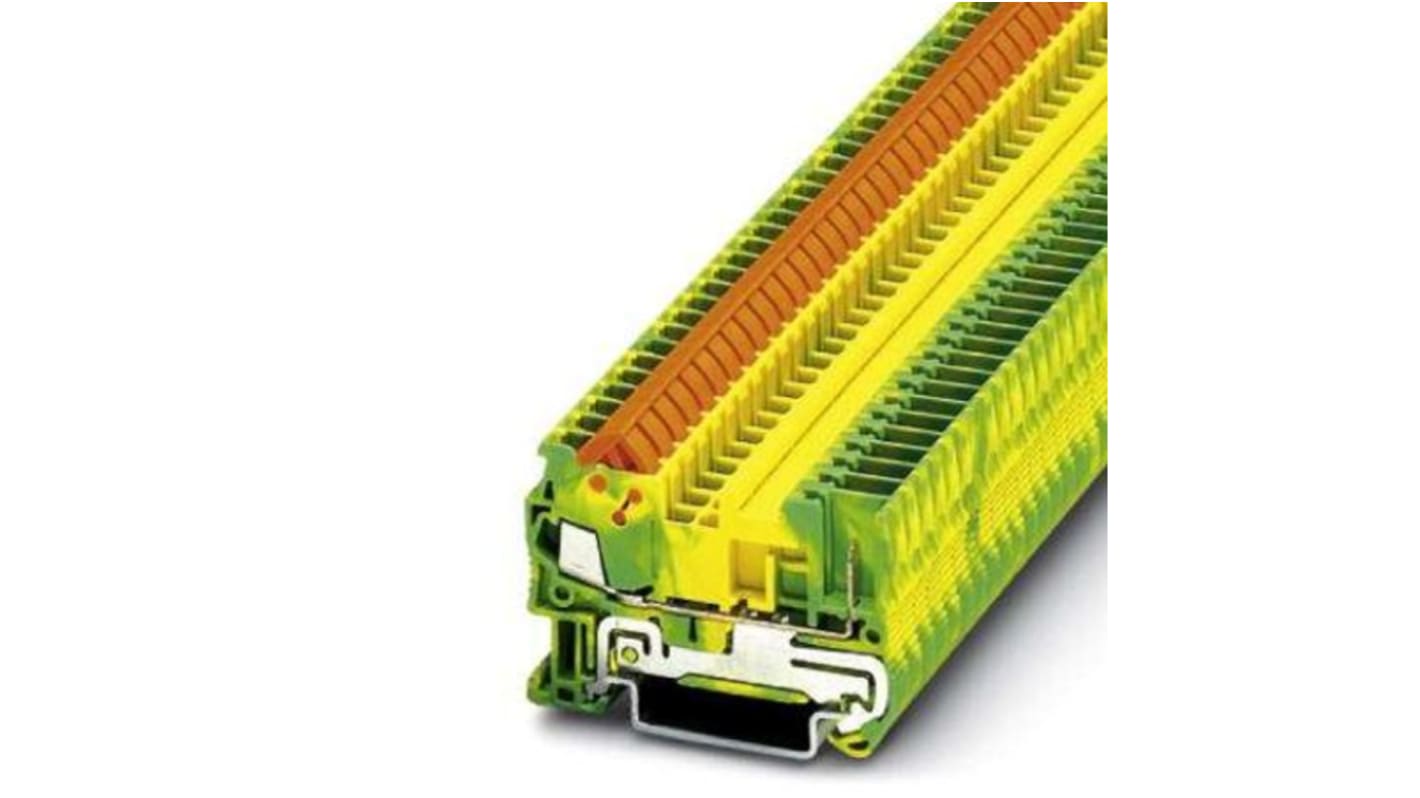 Phoenix Contact 5/ 1P, QTC 1 Series Green/Yellow Earth Terminal Block, 0.25 → 1.5mm², Plug In Termination