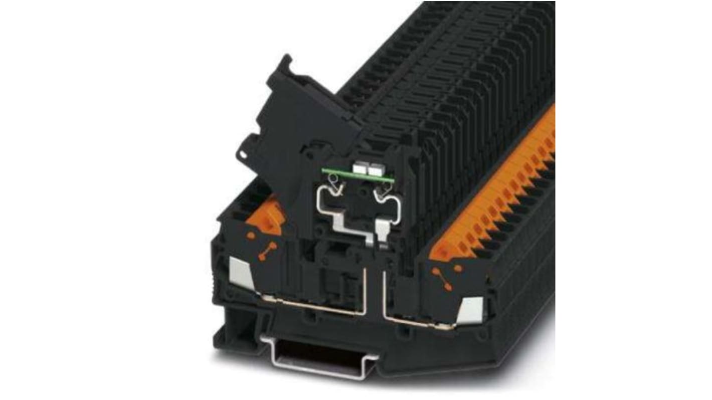 Phoenix Contact 5-HESILED, QTC 2 Series Black Fused DIN Rail Terminal, Single-Level