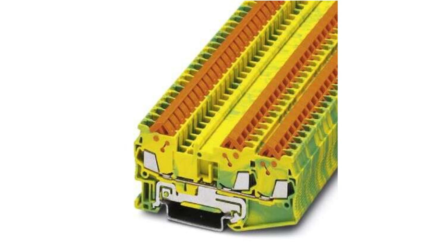 Bloque terminal de tierra, 3 vías, Conexión Rápida, 24 - 16 AWG, Verde/Amarillo