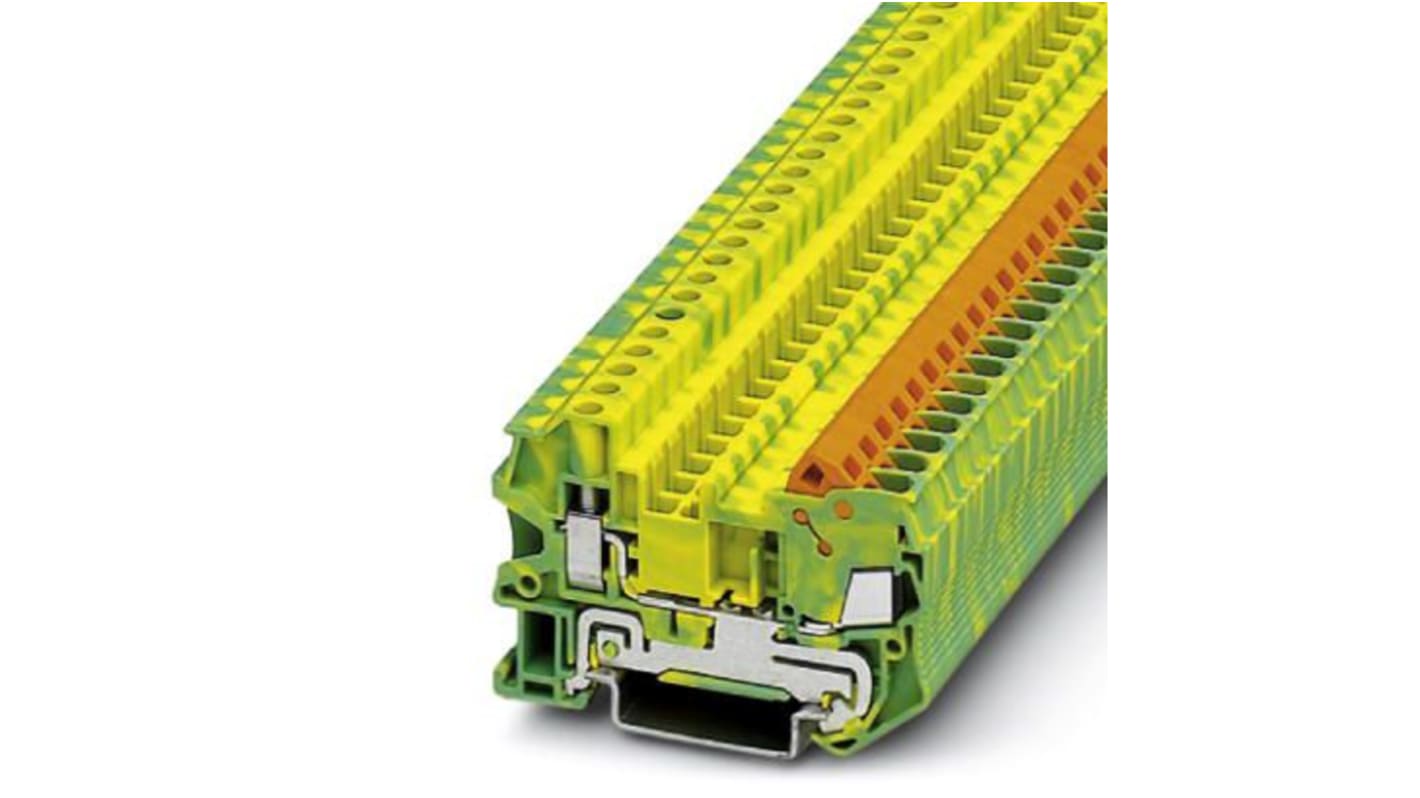 Bloque terminal de tierra, 2 vías, Conexión Rápida, 20 - 14 AWG, Verde/Amarillo