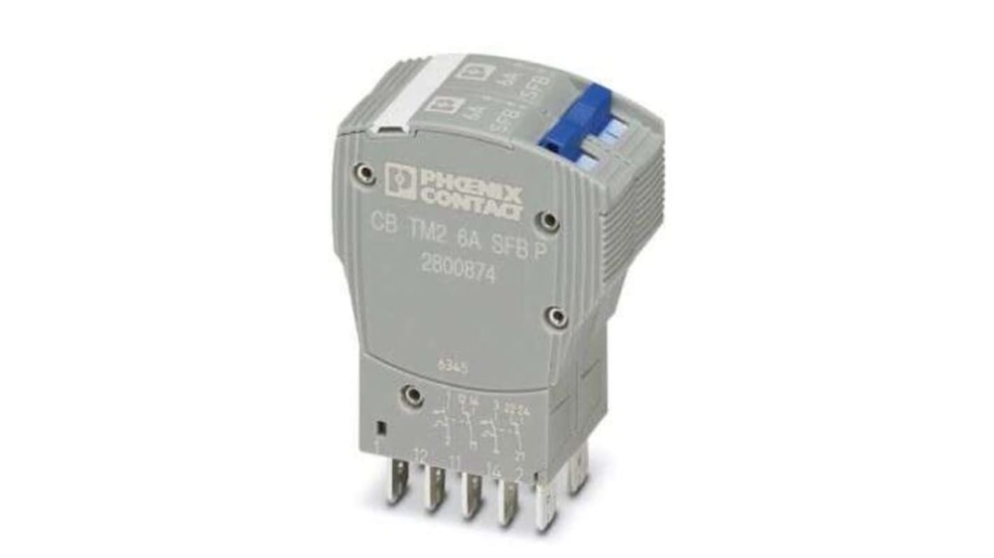 Interruttore termico Phoenix Contact 2 poli 6A, 24.6mm Interruttore automatico per dispositivo termomagnetico 80V cc