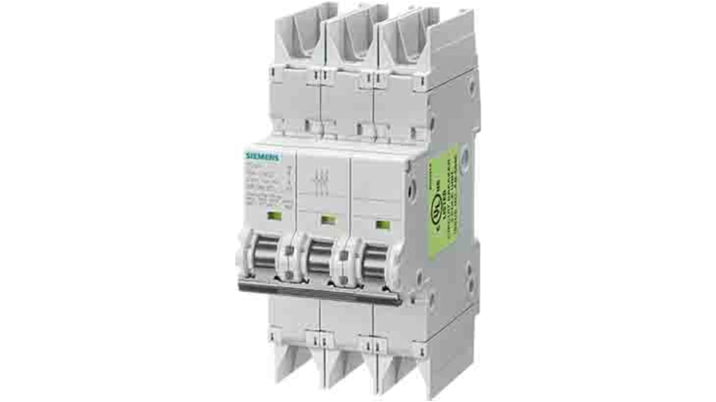 Disjoncteur Siemens 5SJ4 3P, 10A, pouvoir de coupure 10 kA, montage rail DIN