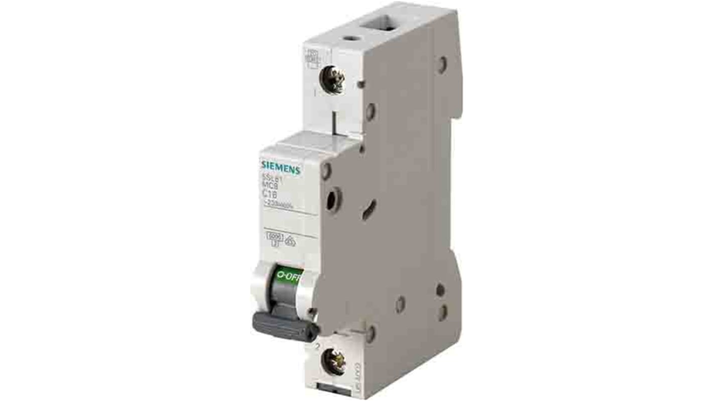 Siemens SENTRON 5SL6 MCB, 1P, 8A Curve C, 400V AC, 72V DC