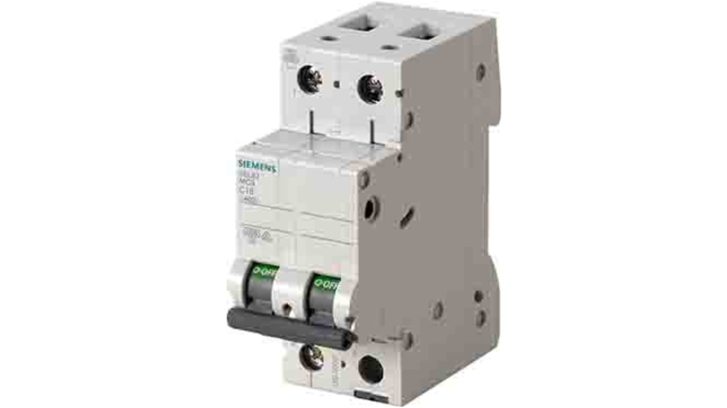 Disjoncteur Siemens 5SL6 2P, 1A, montage rail DIN