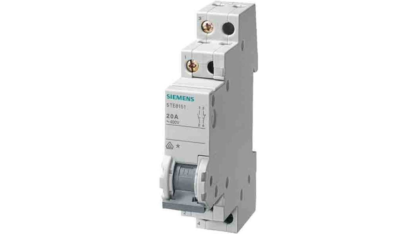 Siemens 1P Pole DIN Rail Isolator Switch - 20A Maximum Current