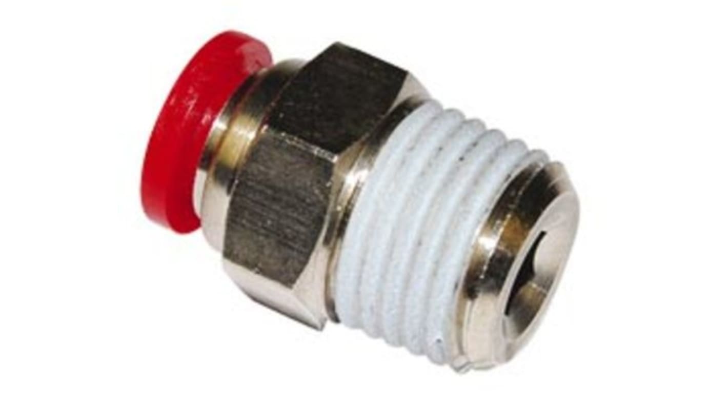 Norgren Pneufit C Series Straight Fitting, Push In 4 mm to R 1/4, Threaded-to-Tube Connection Style, C01250428