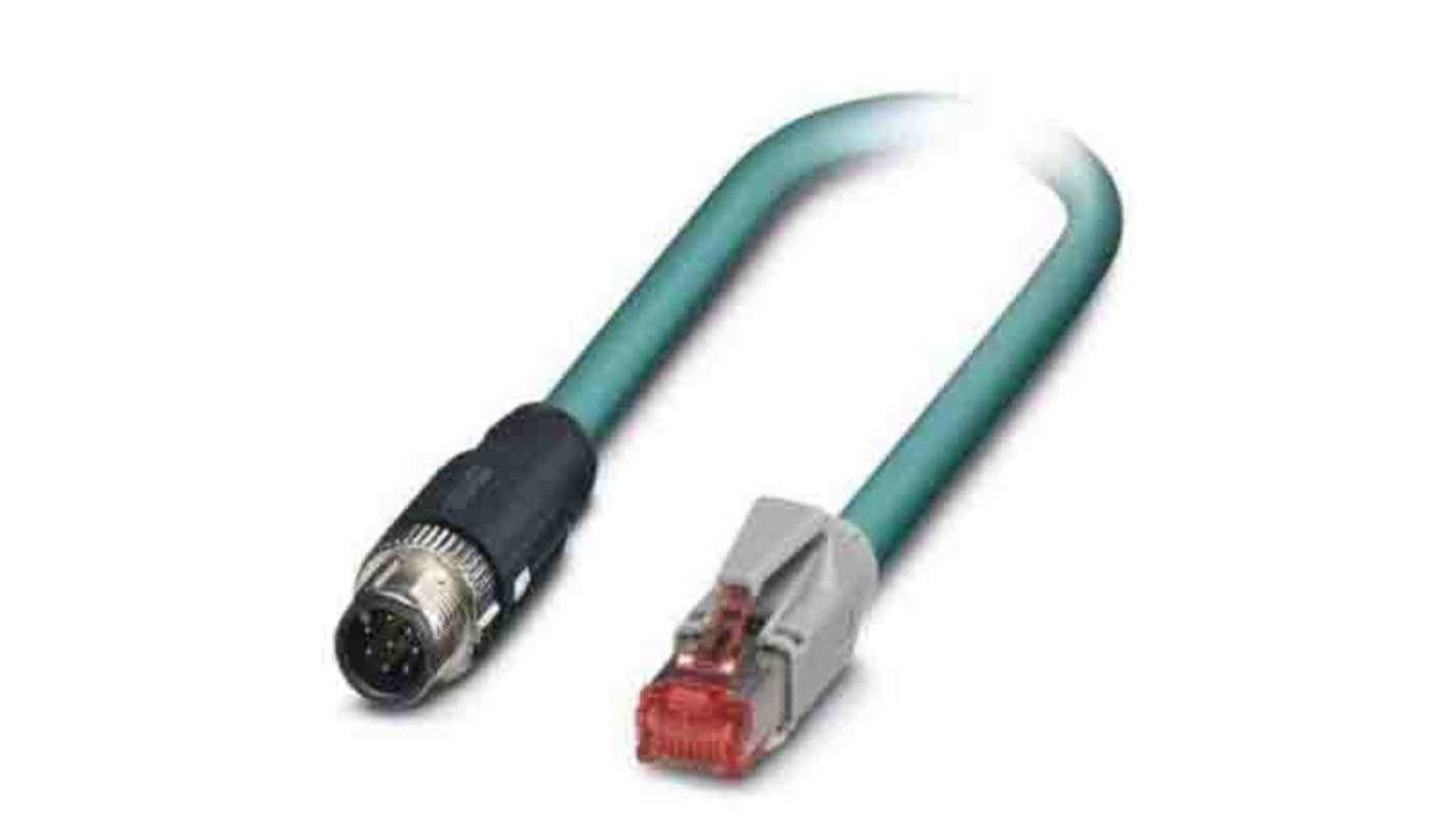 Phoenix Contact Cat5 Straight Male M12 to Straight Male RJ45 Ethernet Cable, Blue PUR Sheath, 5m, Halogen Free