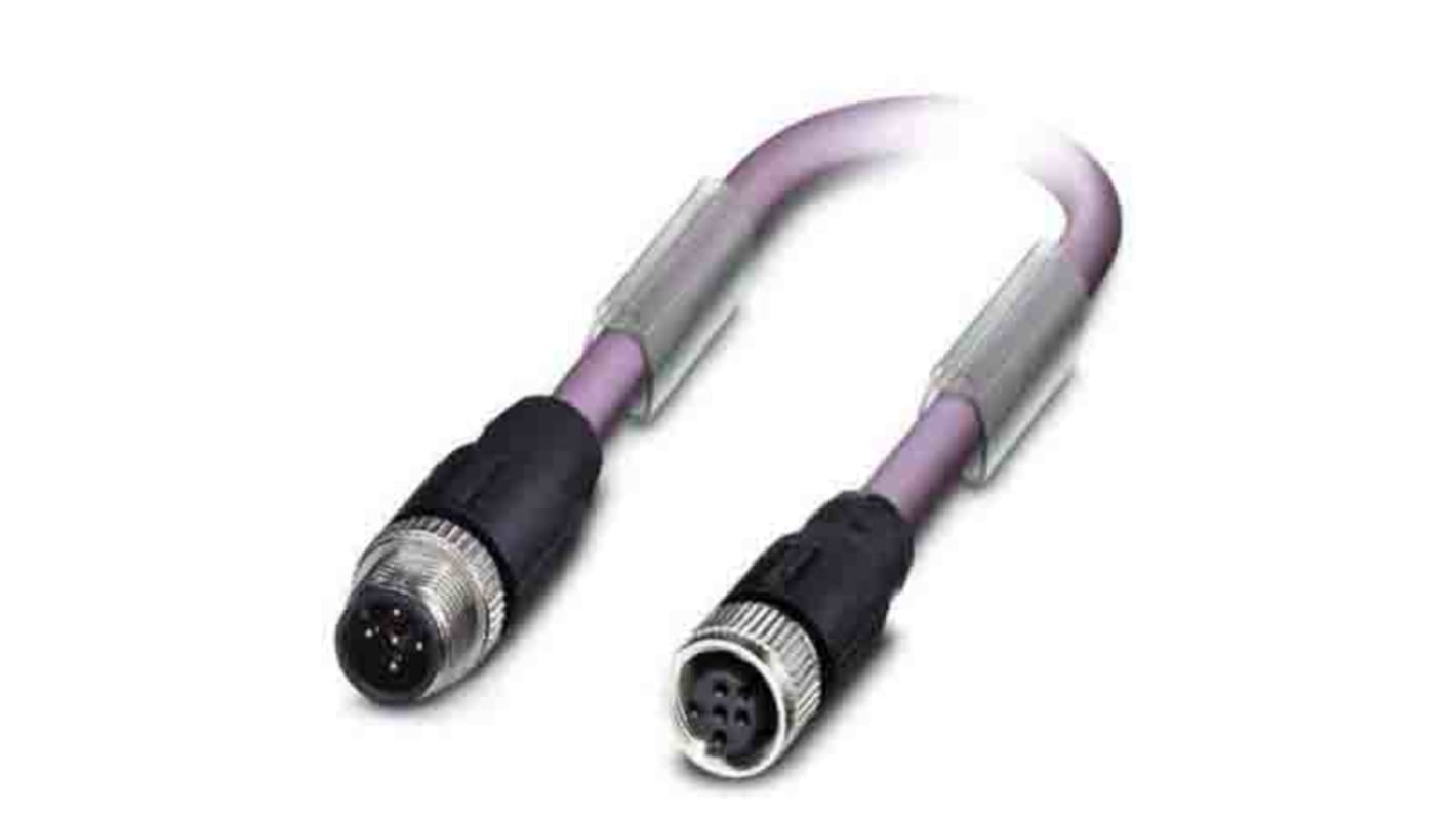 Phoenix Contact Straight Male 5 way M12 to Straight Female 5 way M12 Bus Cable, 2m