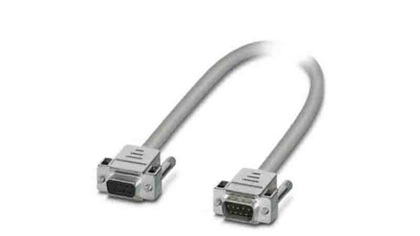 Cable serie Phoenix Contact D 9SUB, long. 5m, color Gris, con. A: Sub-D de 9 contactos Macho, con. B: Sub-D de 9