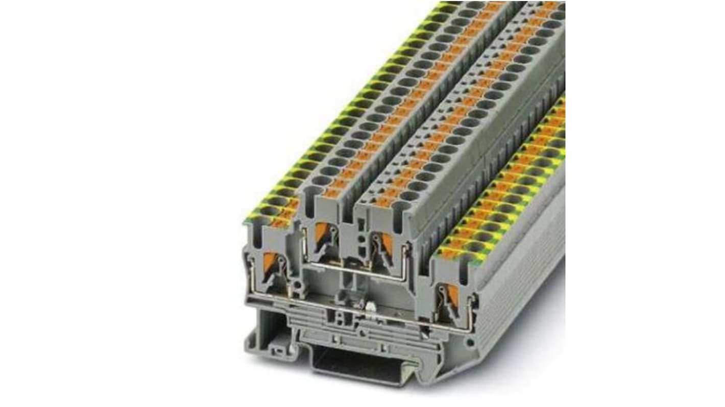 Phoenix Contact PTTB 2.5-PE/L Series Grey Double Level Terminal Block, 0.14 → 4mm², Push In Termination