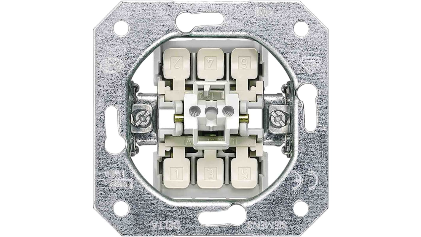 Interruttore luce Siemens serie 5TA2, 16A, 250V, 3 poli, IP20, Metallo