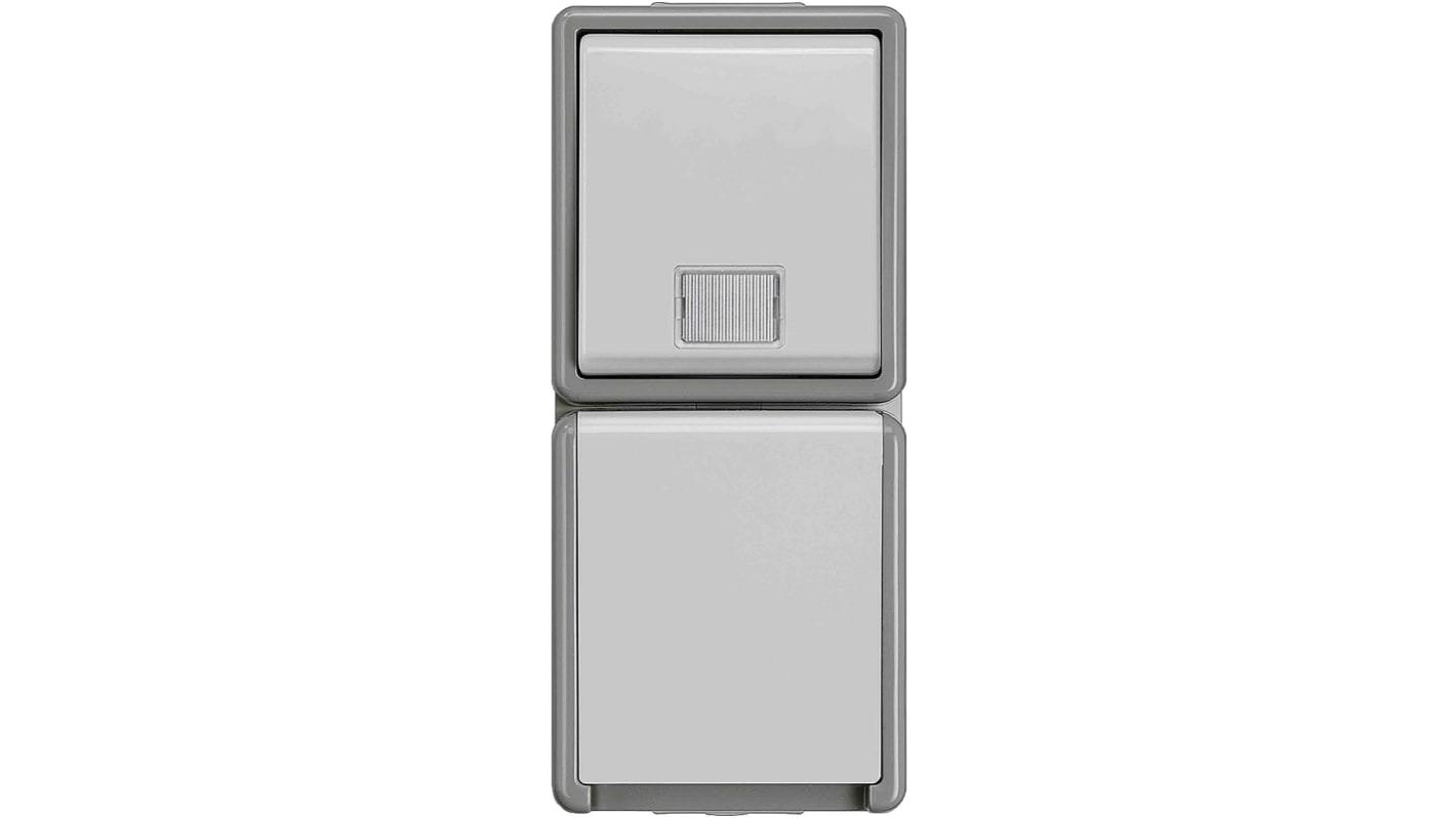 Presa elettrica, Siemens 5TD4821, 16A, 2 moduli, Grigio In interni, Montaggio superficiale