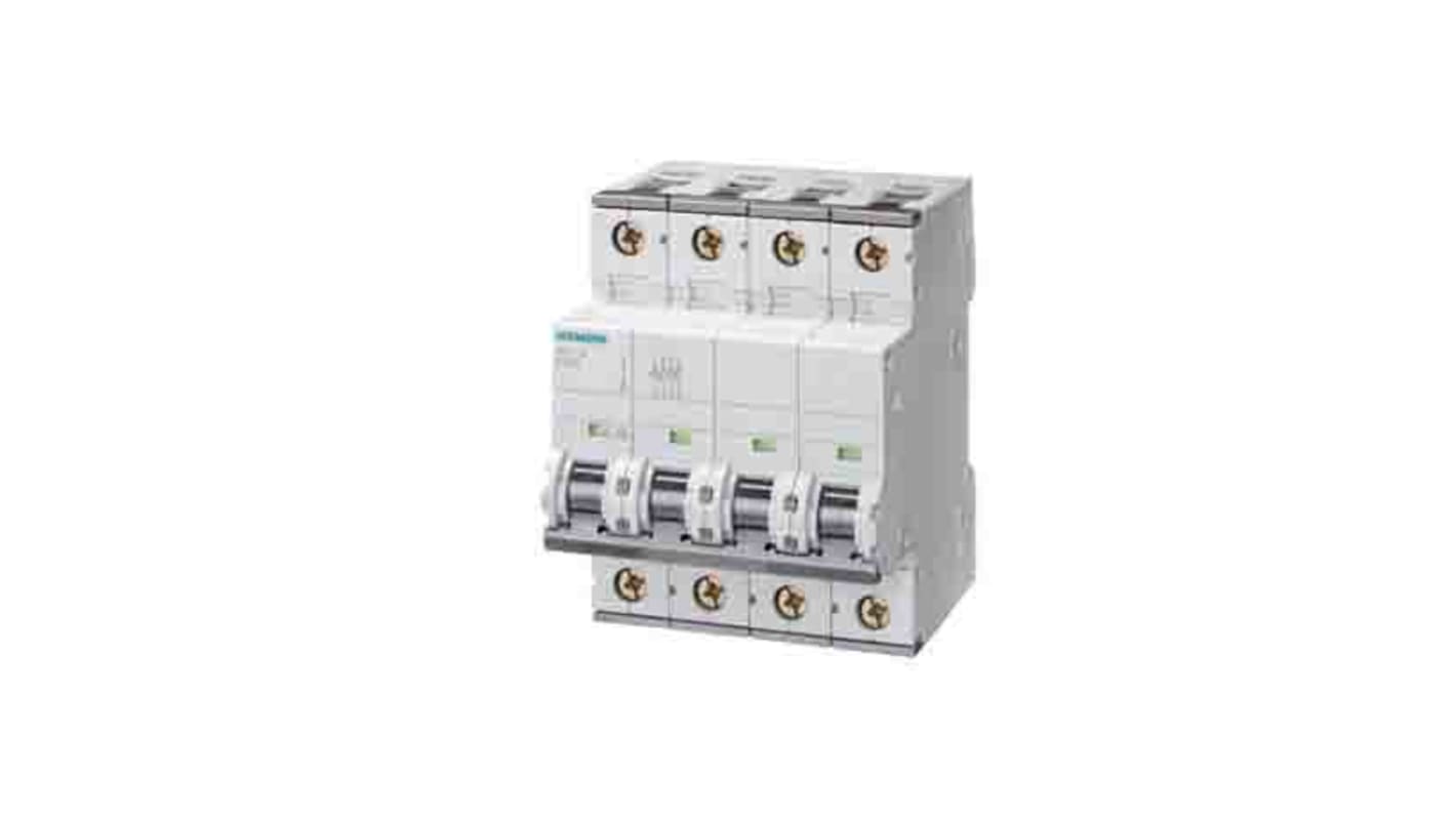 Siemens SENTRON 5SY4 MCB, 3P+N, 1A Curve C, 400V AC, 72V DC, 5 kA Breaking Capacity