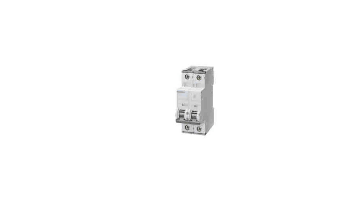 Siemens SENTRON 5SY7 MCB, 2P, 50A Curve C, 400V AC, 72V DC, 5 kA Breaking Capacity