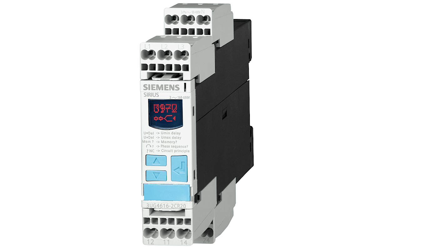 3UG46152CR20 Siemens Phase Monitoring Relay, 3 Phase, DPDT RS