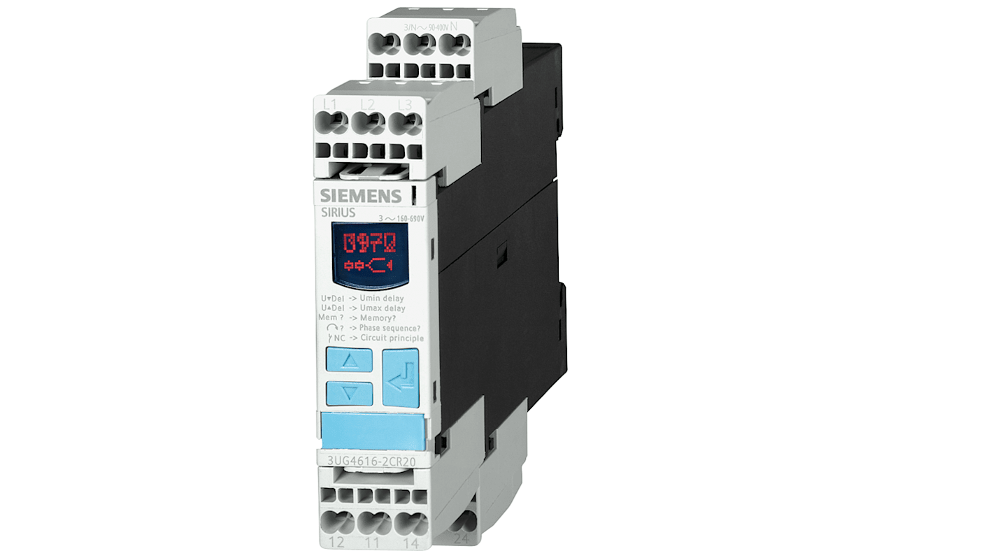 Siemens 3UG4 Überwachungsrelais 3-phasig, 2-poliger Wechsler Überspannung, Unterspannung