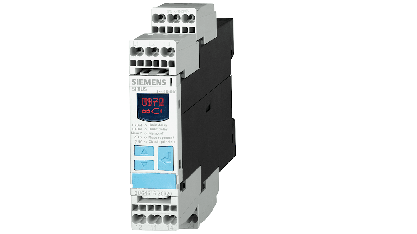 Siemens 3UG4 Überwachungsrelais 3-phasig, 2-poliger Wechsler Überspannung, Unterspannung