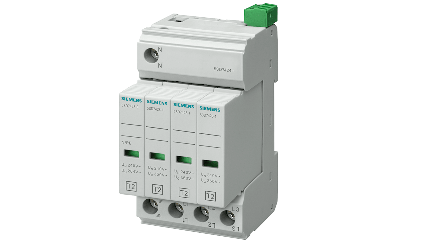 Siemens 1 Phase Surge Protector, 25kA, DIN Rail Mount