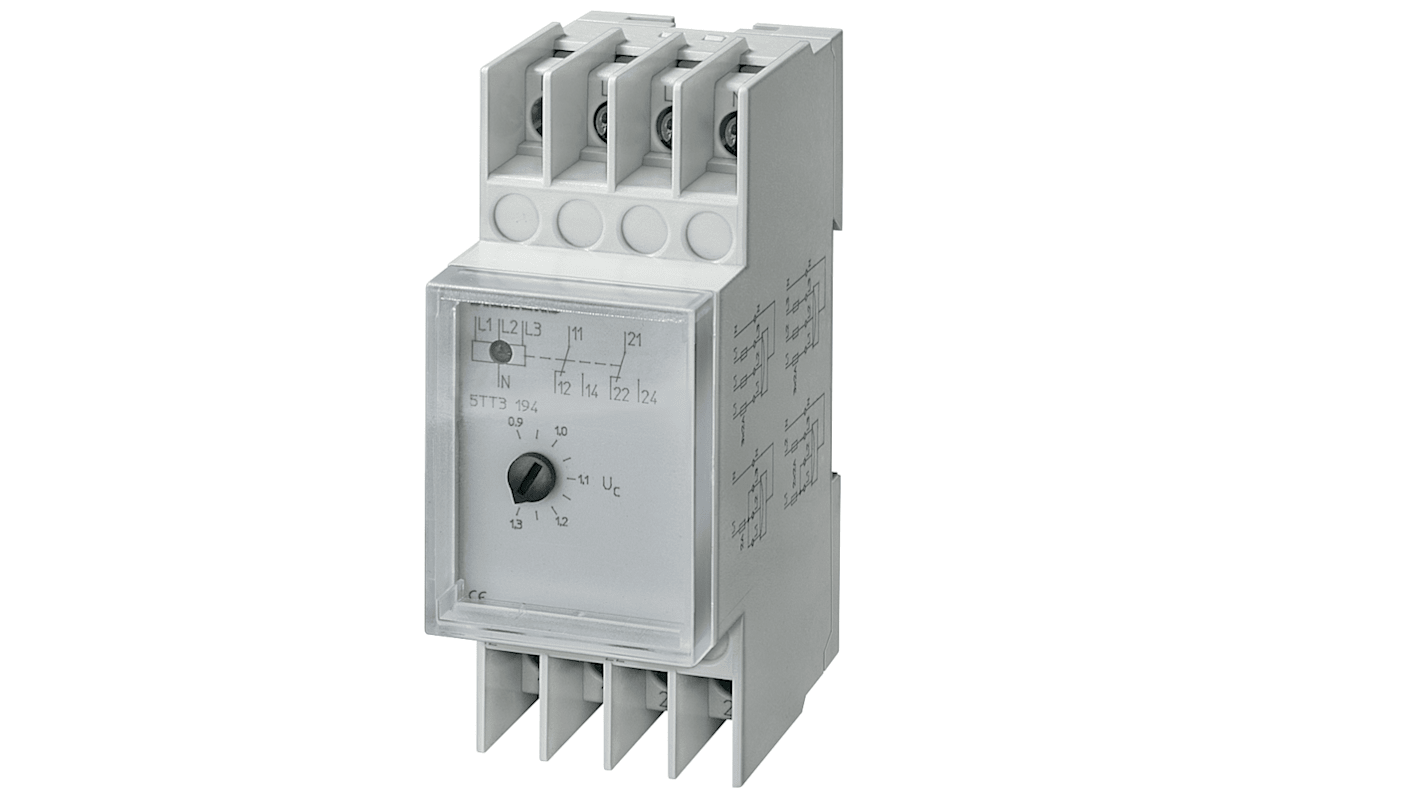 Relé de supervisión Siemens serie 5TT3, DPDT, montaje en panel