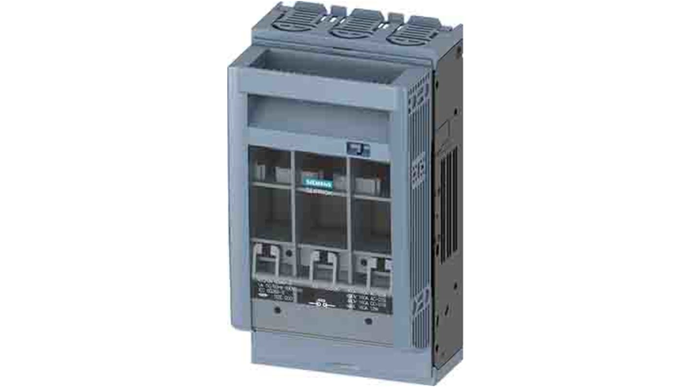 Interruptor seccionador con fusible Siemens, 160A, 3, Fusible NH00, NH000 SENTRON 3NP1