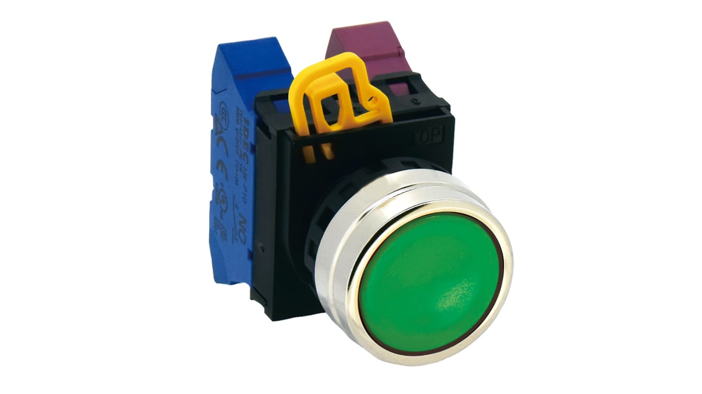 Idec YW4B Series Green Maintained Push Button Head, 22mm Cutout, IP65