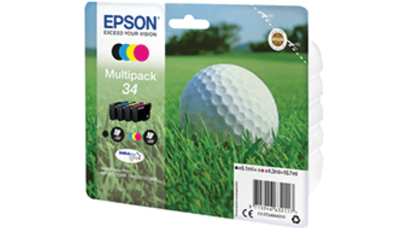 Epson C13T34664010 Druckerpatrone für Epson Patrone Schwarz, Cyan, Magenta, Gelb 34 Stk./Pack Seitenertrag 300