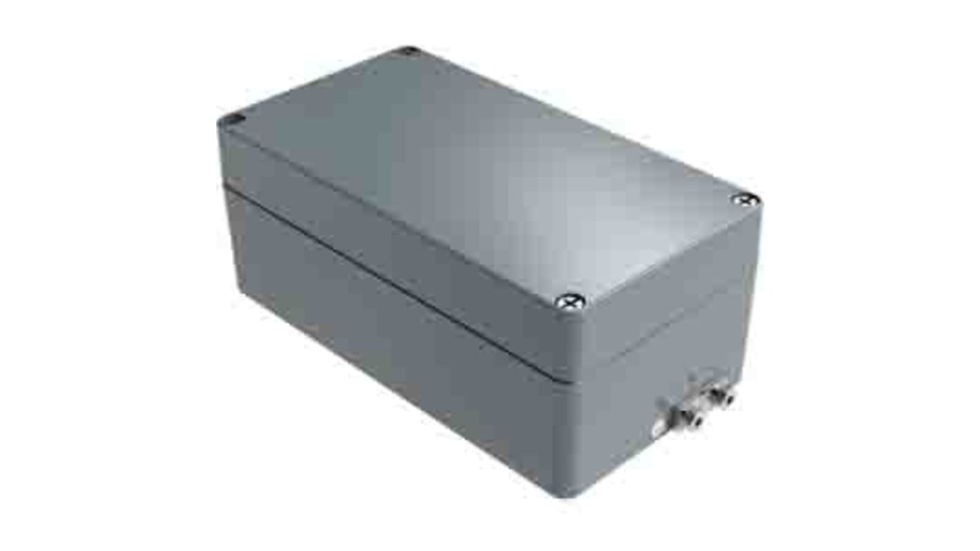 RS PRO Grey Die Cast Aluminium Enclosure, IP66, IK09, Grey Lid, 91 x 220 x 120mm